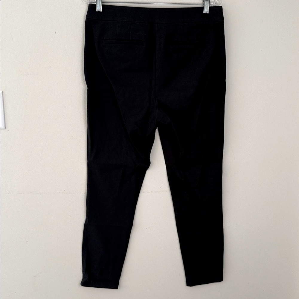 LOFT High Waist Curvy Skinny black contemporary ankle pants gold  buttons SZ 8 - Picture 3 of 10
